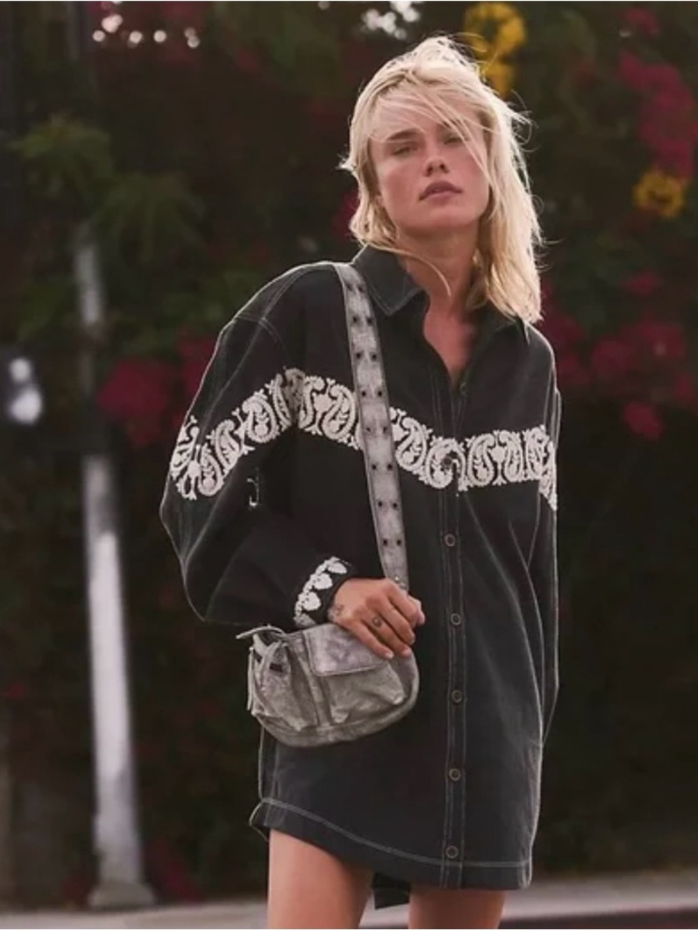 Free People Bali Midnight City Denim Mini Dress NWT